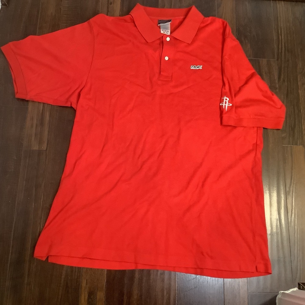 Vintage y2k Reebok Houston Rockets Mens Red Polo Size XL